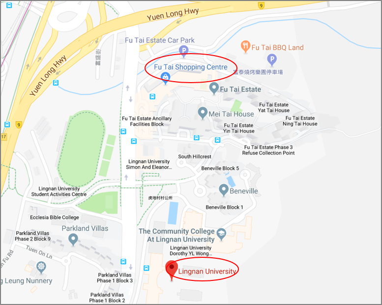 Map of nearby areas of Lingnan University